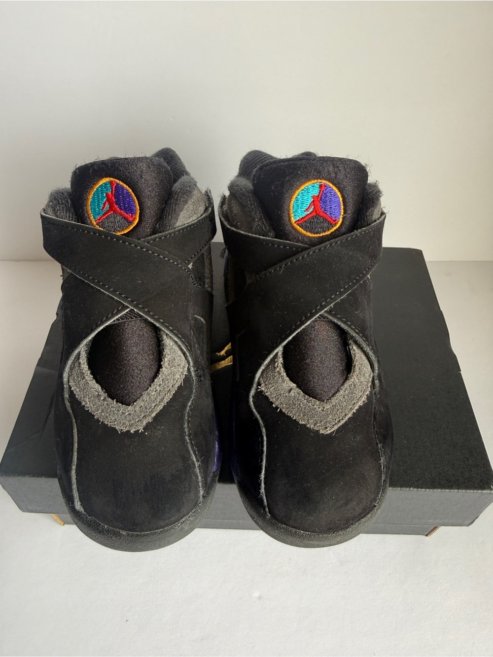Jordan Kids Black Suede Sneakers with Multicolor Jumpman Patch